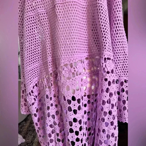 Roamans Floral Crotchet Purple Tunic Cover up Sz 4X - Picture 13 of 14